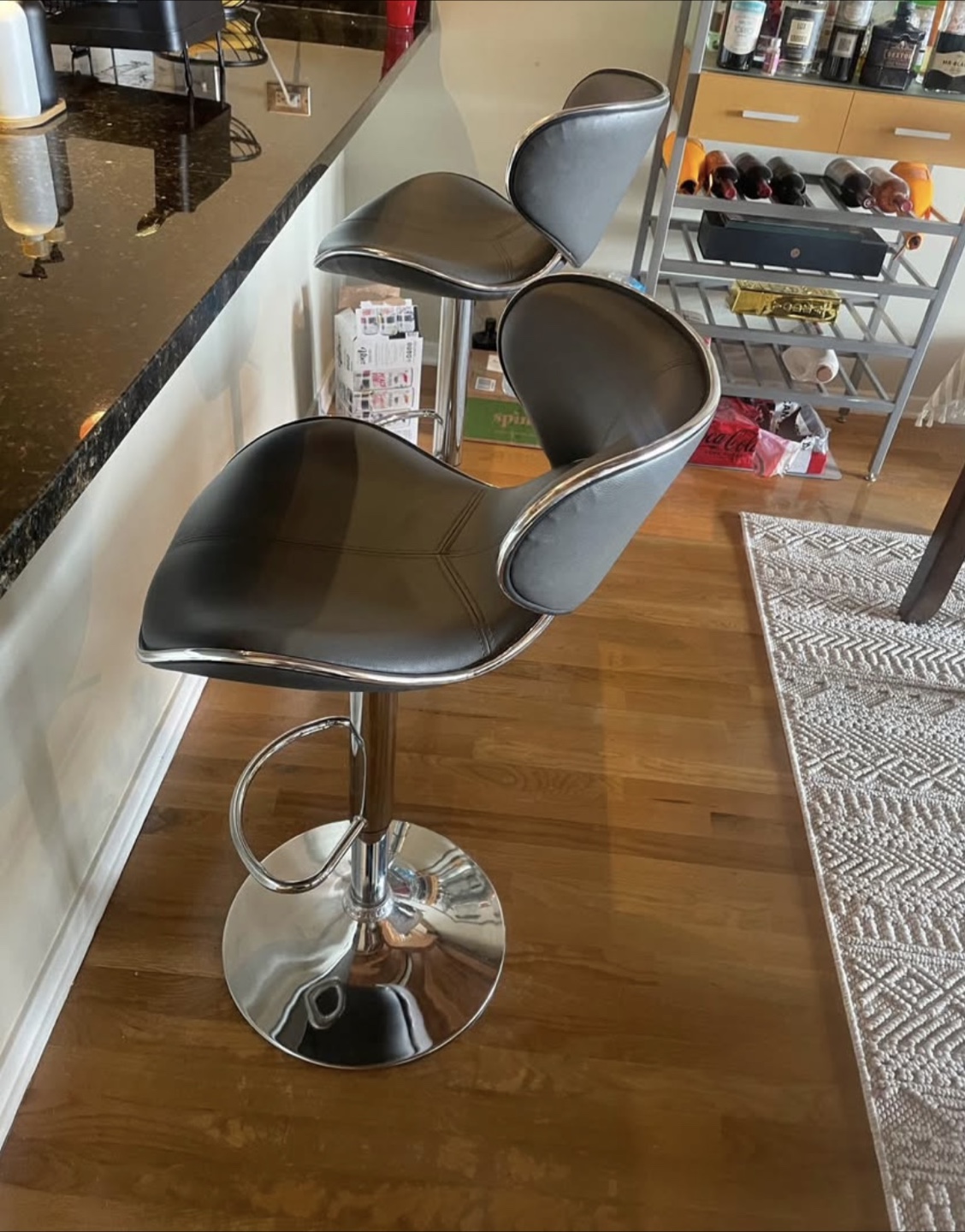 Adjustable Grey Bar Stools - Set of 2
