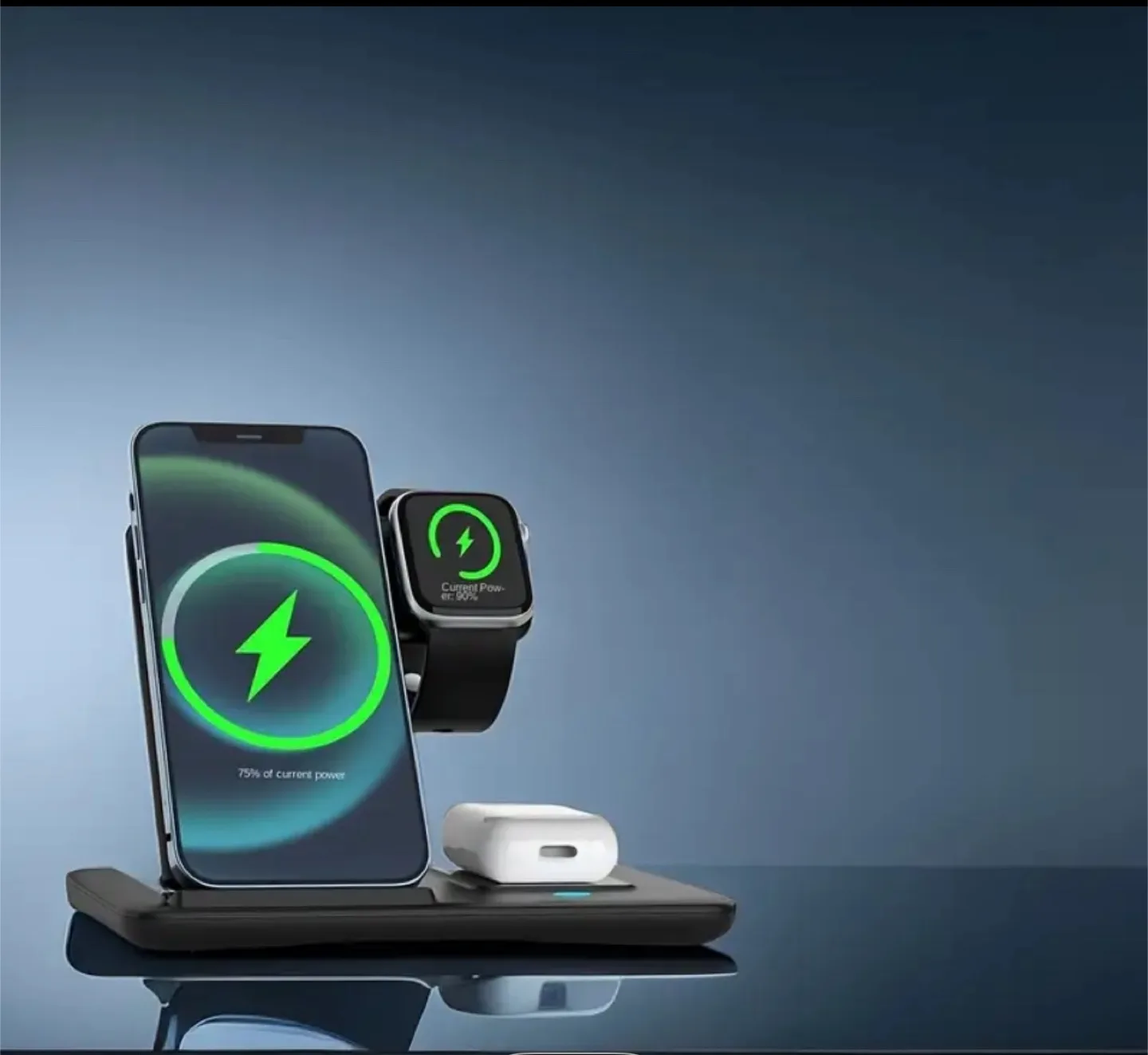 3 in 1 Wireless Charger Stand - Black image indicator(2)