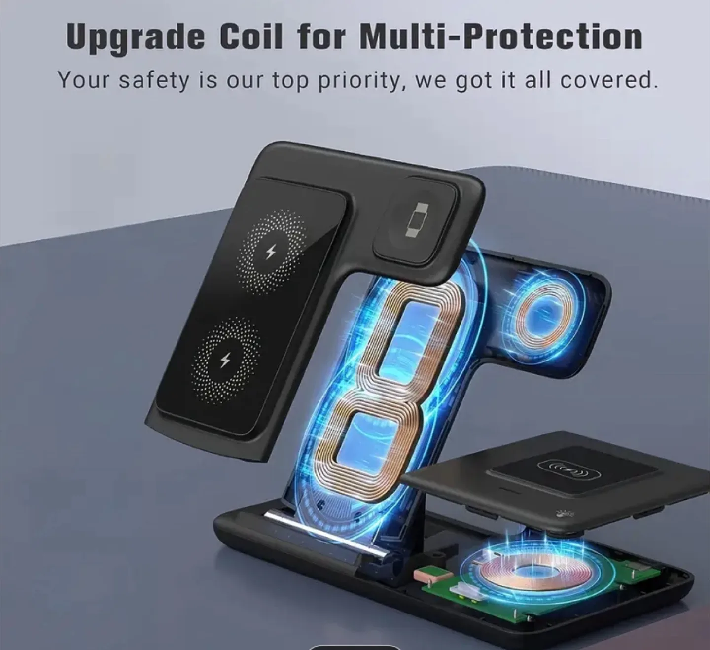 3 in 1 Wireless Charger Stand - Black image indicator(4)