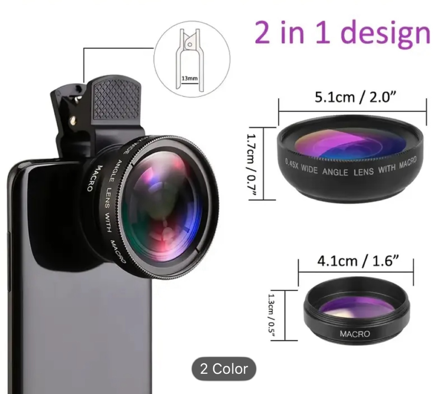 HD Camera Kit Wide Angle Macro Lens - Black - photo 3