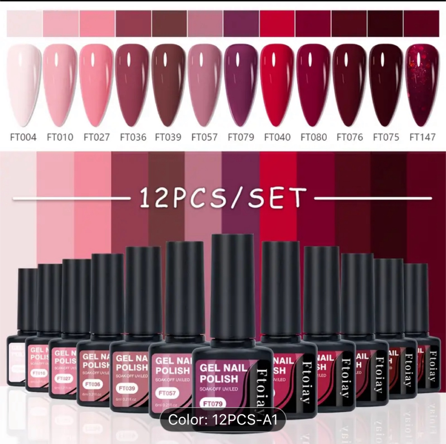 Ftoiay 12 Pcs Gel Nail Polish Set - NEW