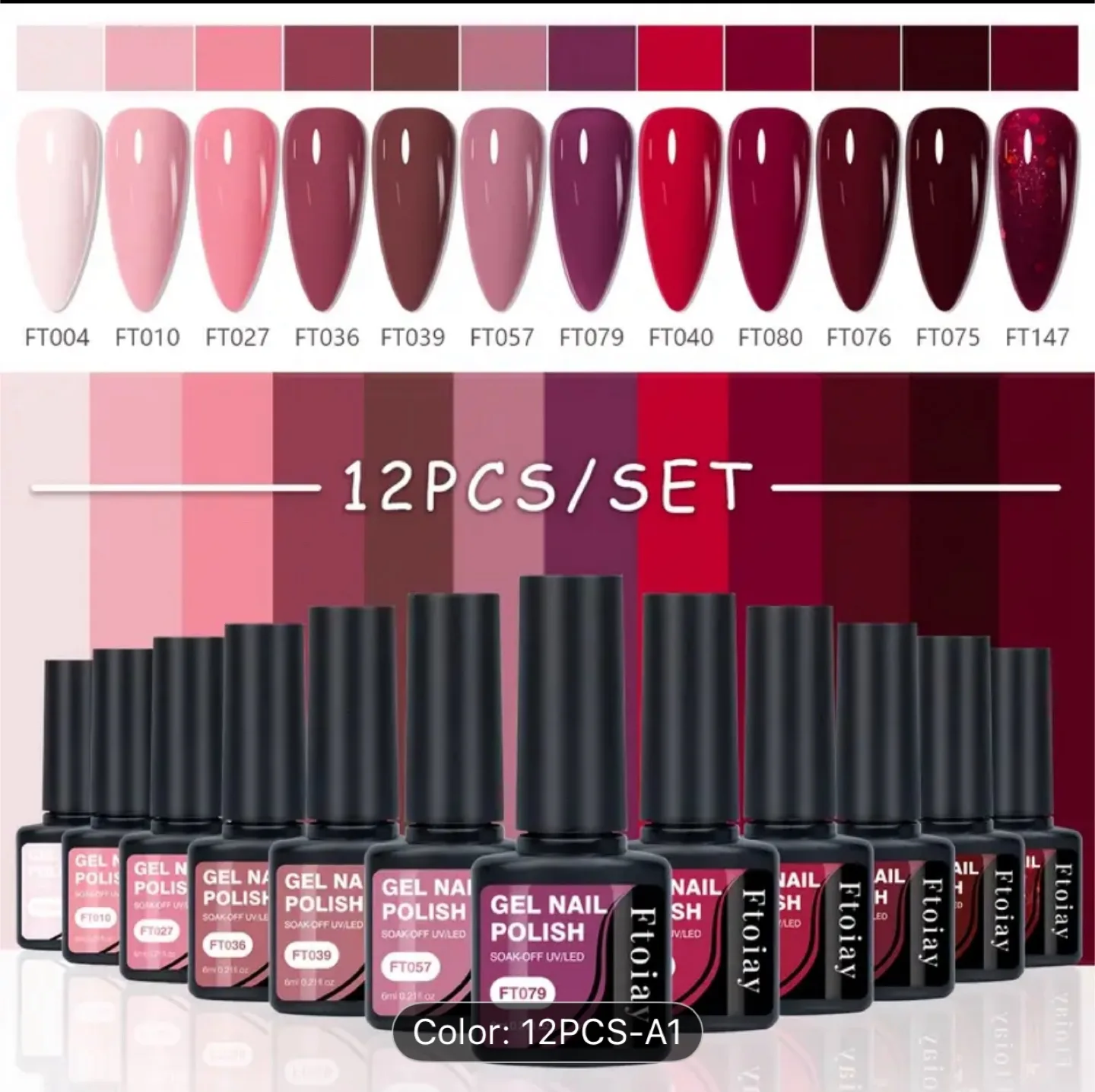 Ftoiay 12 Pcs Gel Nail Polish Set - NEW thumbnail