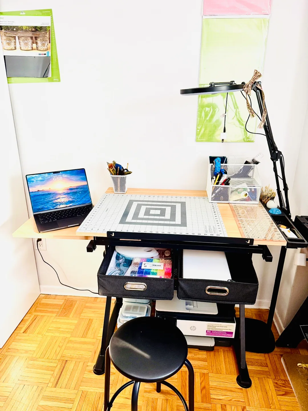 Artist Drafting/Craft Table with Leather seat stool thumbnail