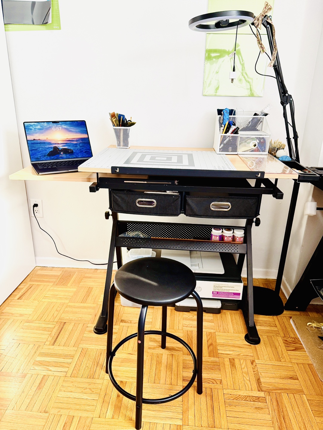 Artist Drafting/Craft Table with Leather seat stool - photo 2