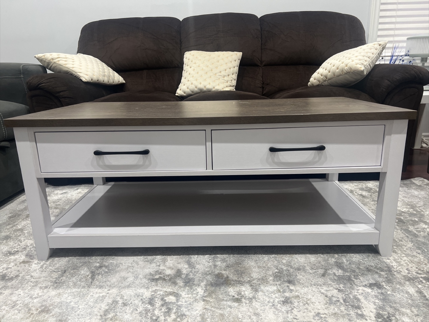 Coffee Table with Drawers - Grey & White - photo 3