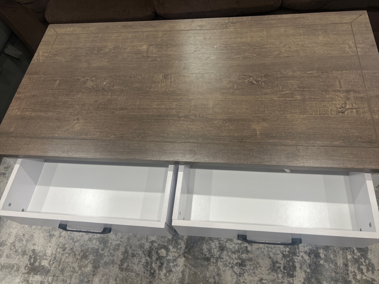 Coffee Table with Drawers - Grey & White - photo 2