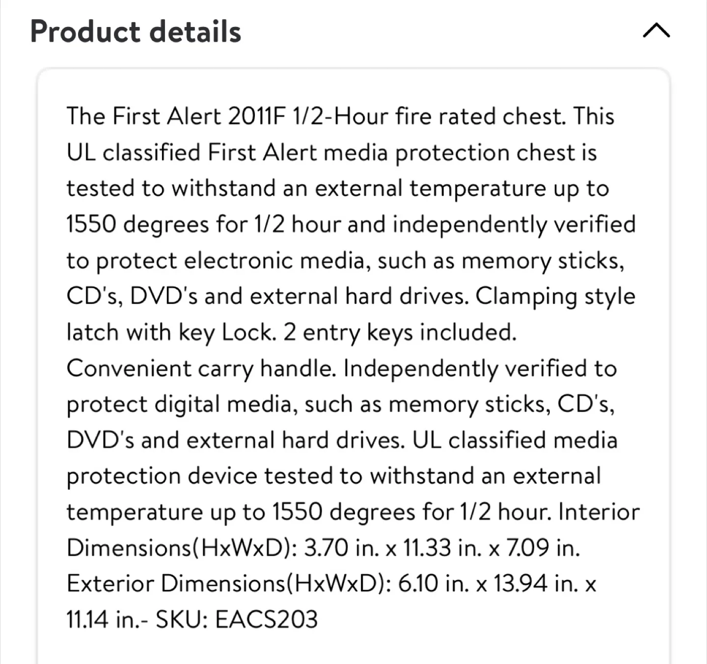 FIRST ALERT FIREPROOF CHEST image indicator(4)