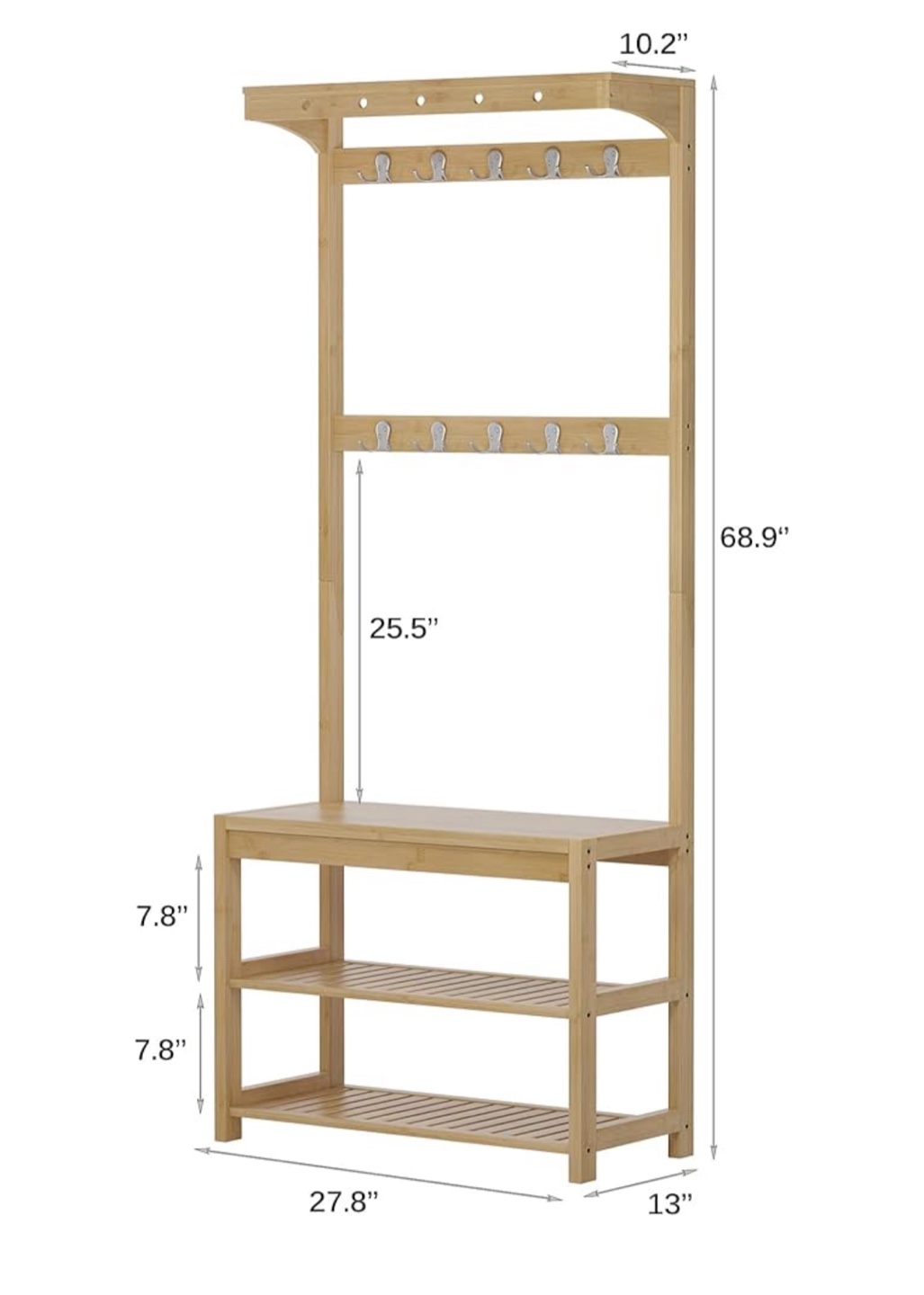 Bamboo Coat Rack Shoe Bench - photo 3