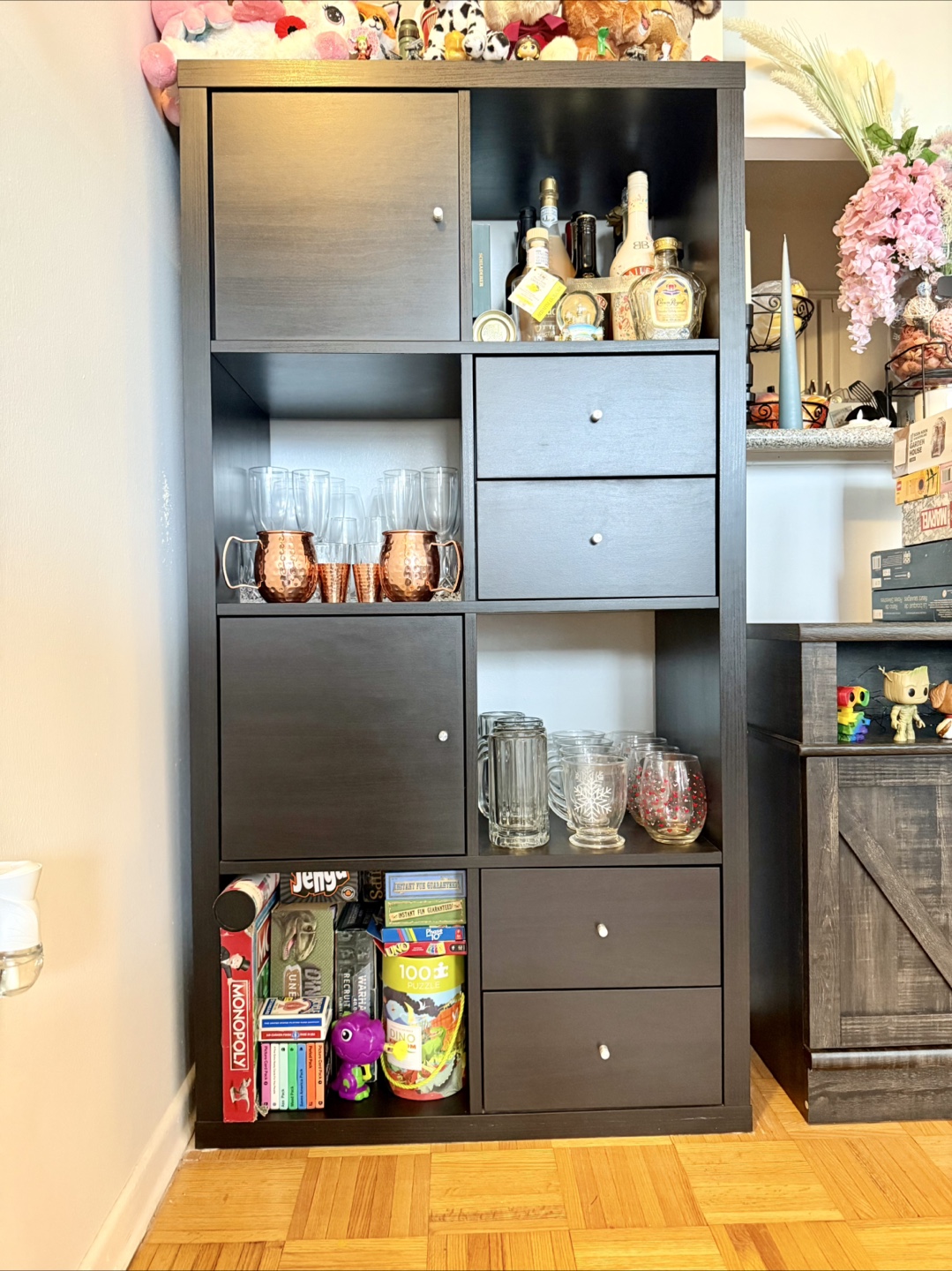 IKEA Kallax (4x2) - 2 doors and 2 pairs of drawers (Black/Brown) - photo 2