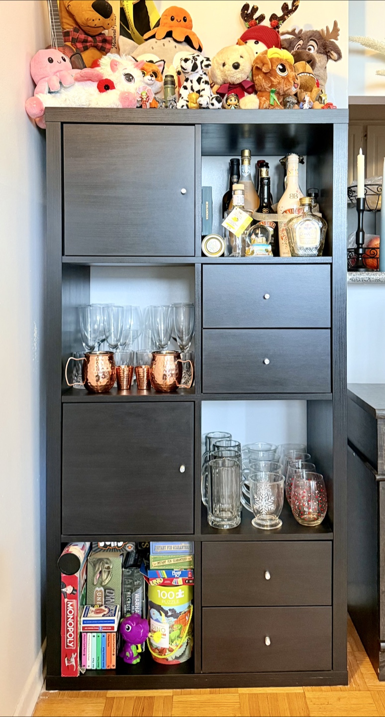 IKEA Kallax (4x2) - 2 doors and 2 pairs of drawers (Black/Brown)