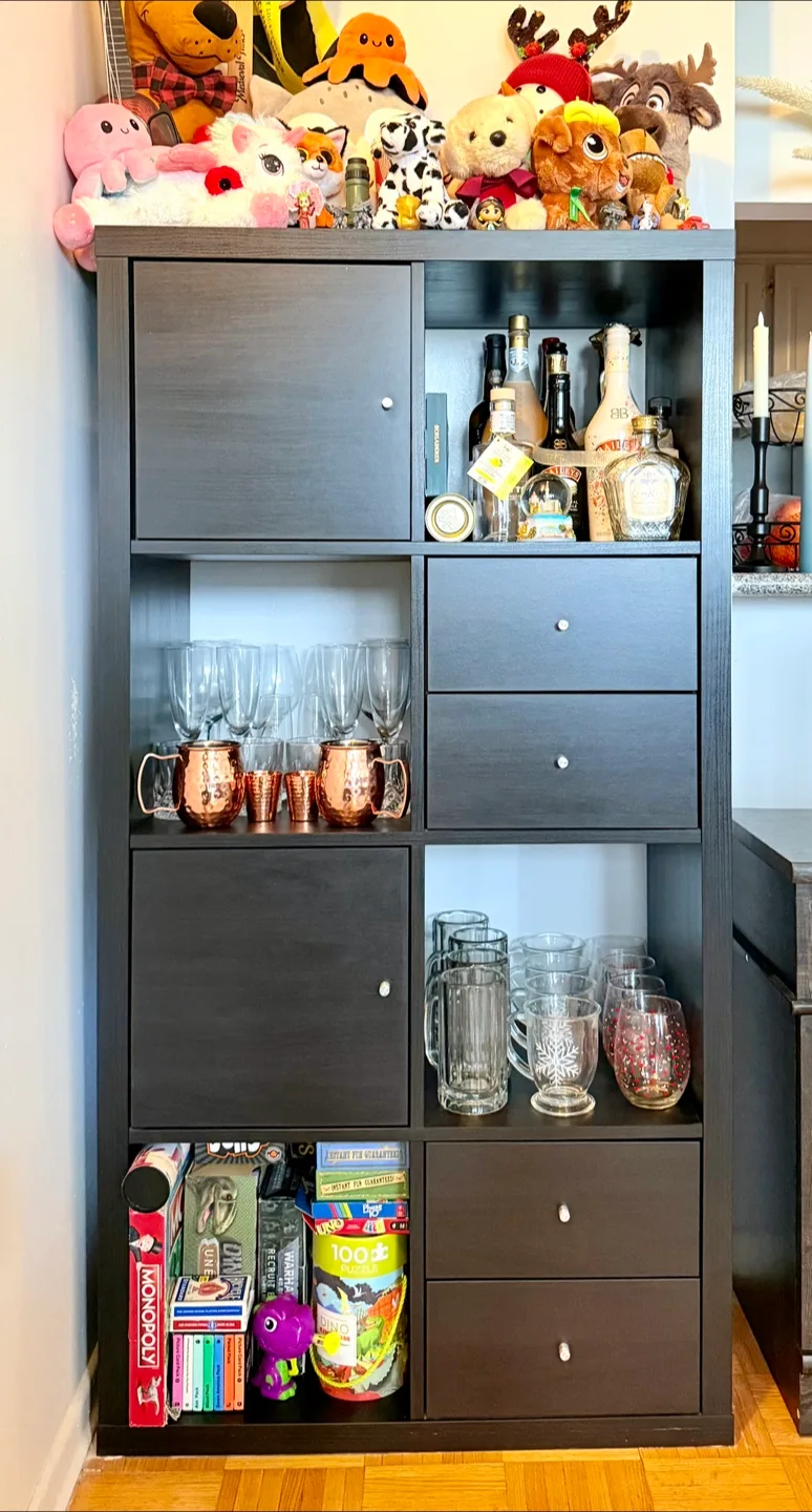 IKEA Kallax (4x2) - 2 doors and 2 pairs of drawers (Black/Brown) thumbnail