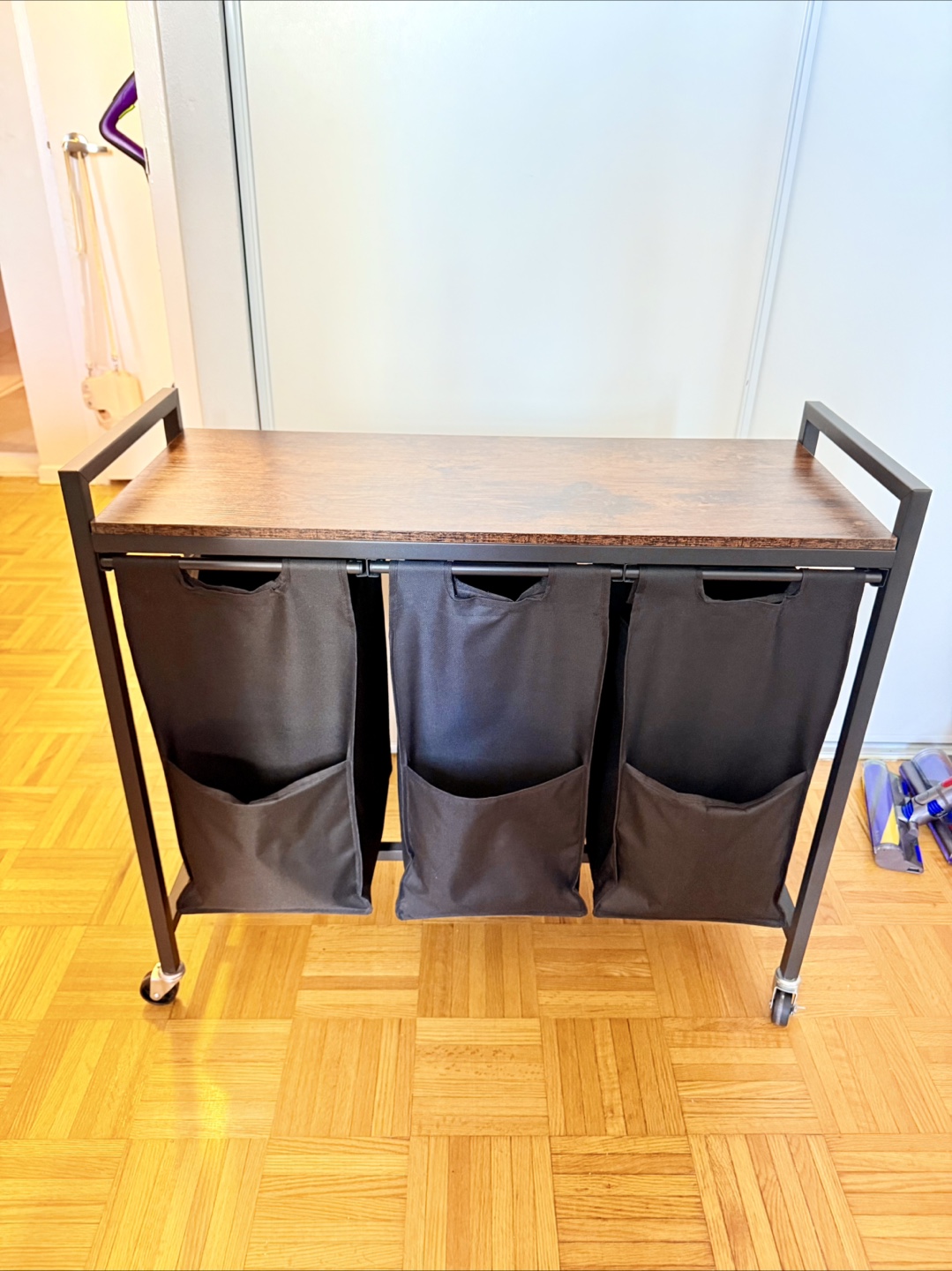 Laundry Sorter Cart with Table Top - Black (Industrial)