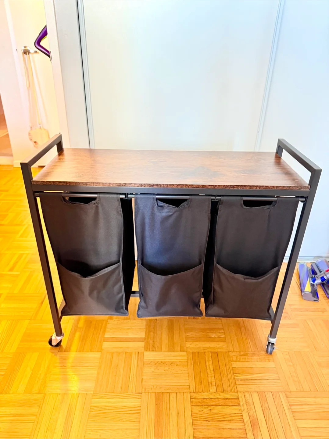 Laundry Sorter Cart with Table Top - Black (Industrial) thumbnail