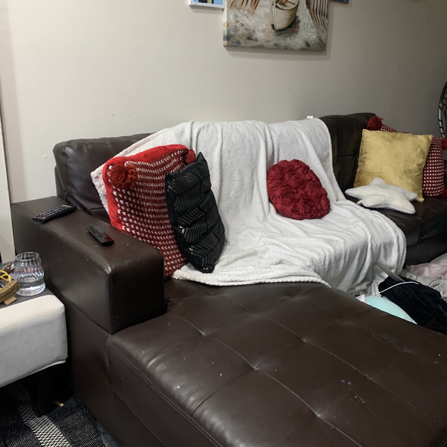 Brown Leather Sectional Sofa - photo 3
