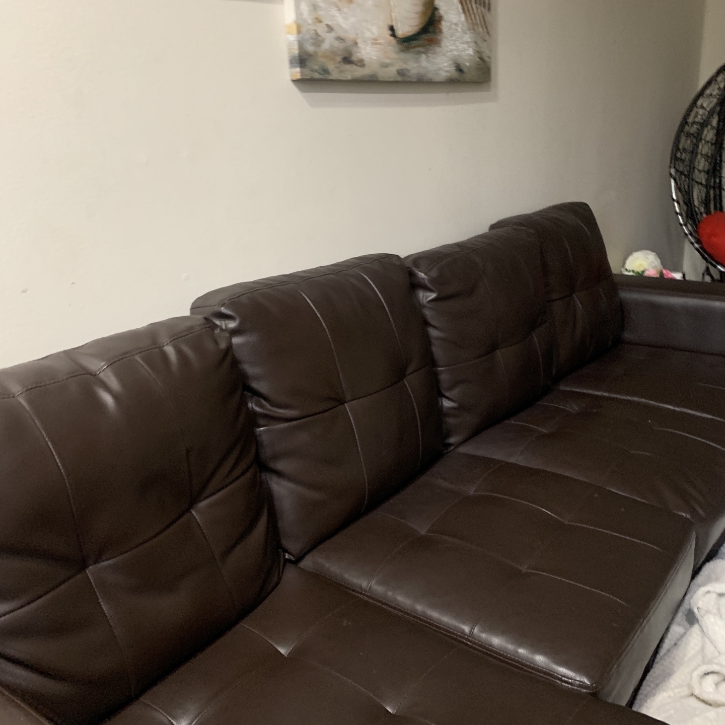 Brown Leather Sectional Sofa - photo 2