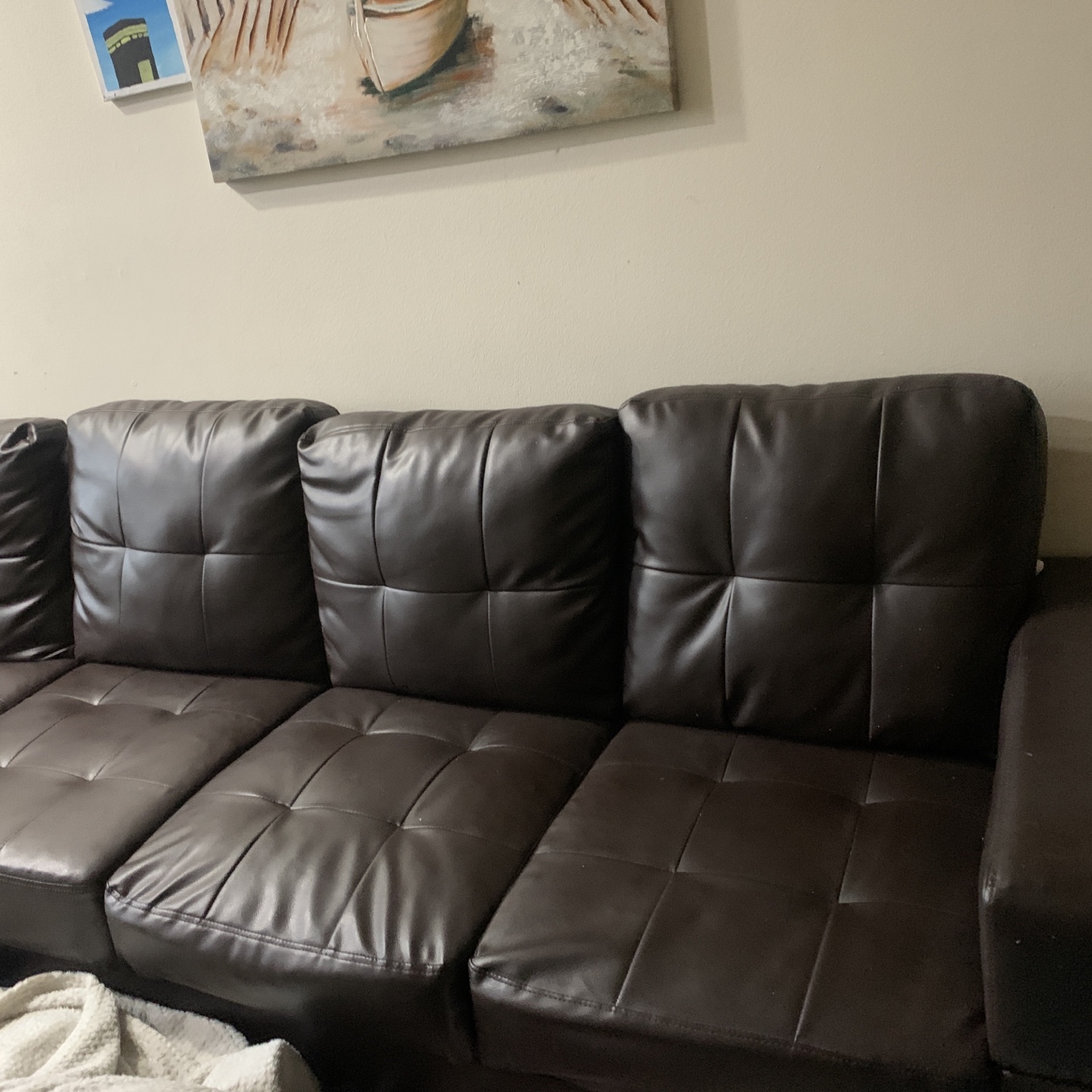 Brown Leather Sectional Sofa - photo 4