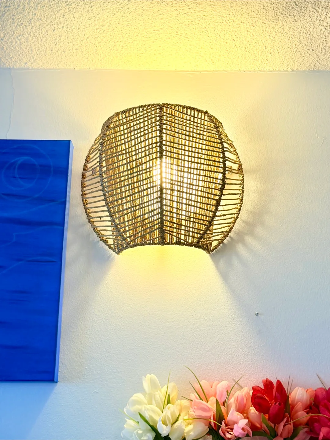 IKEA MANALG Rattan Wall Sconce Light Fixture thumbnail