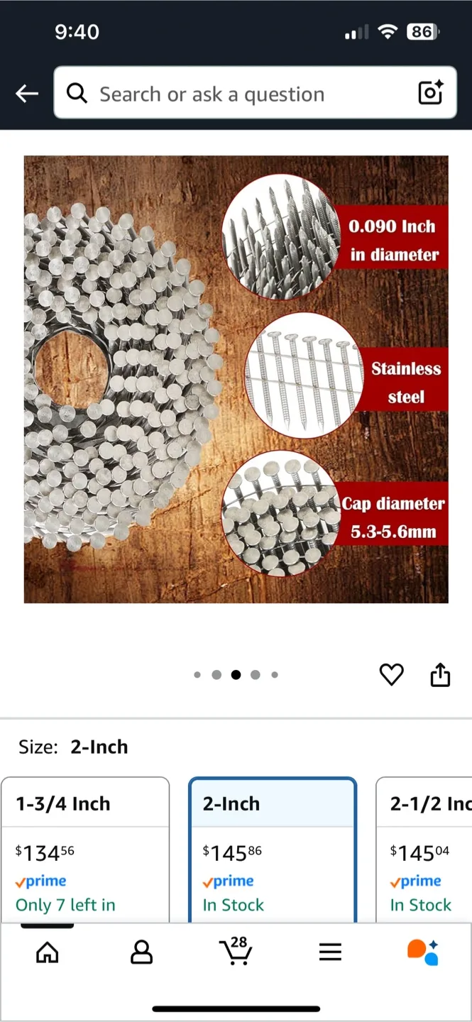 2-Inch Stainless Steel Siding Nails 3600 pcs image indicator(3)