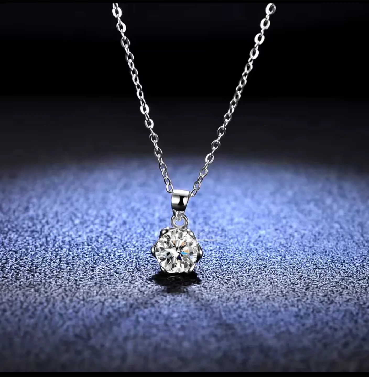 Silver Necklace with Cubic Zirconia Pendant thumbnail