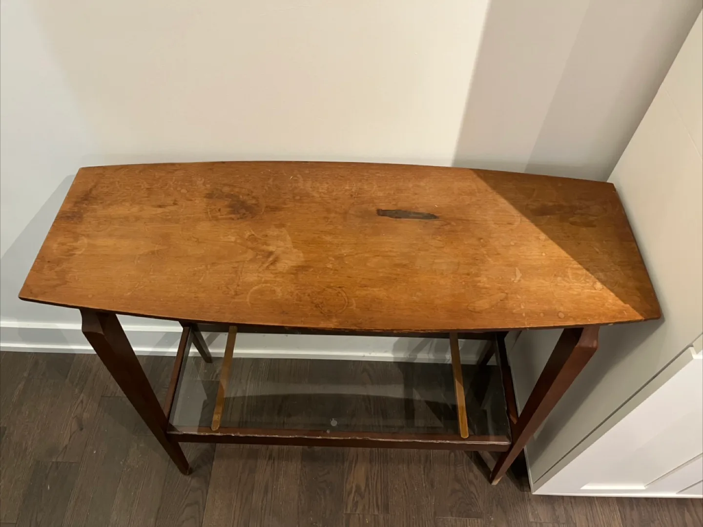 Vintage Wood & Glass Console Table image indicator(3)