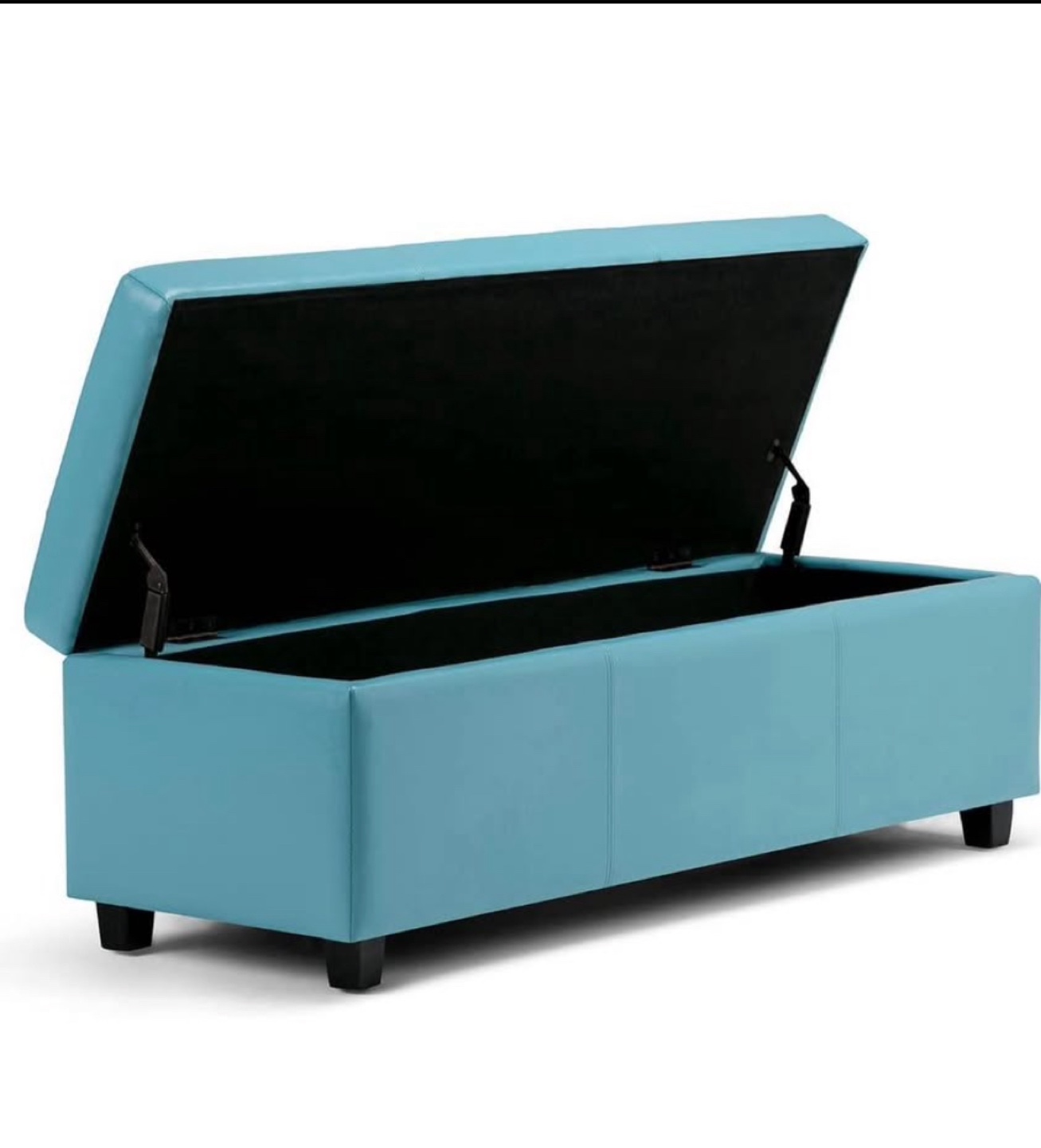 Blue Storage Ottoman Bench 48"