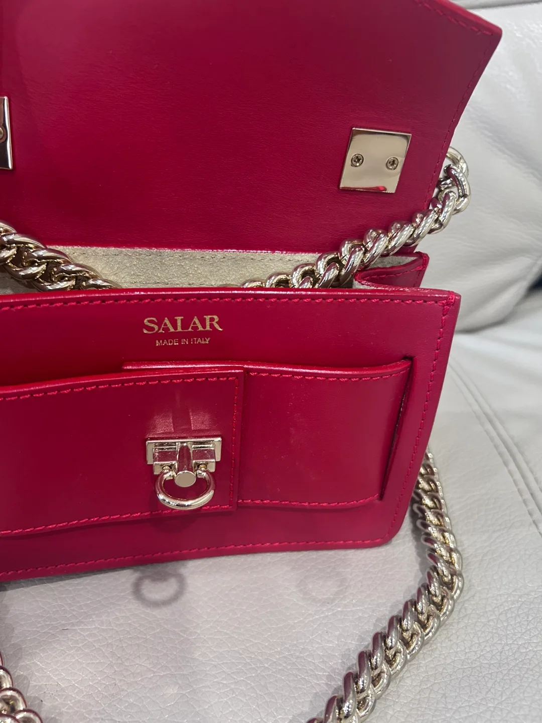 SALAR Milano red Leather Chain Bag image indicator(3)