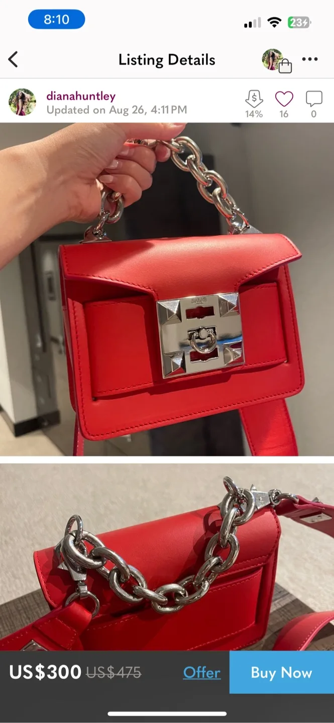 SALAR Milano red Leather Chain Bag image indicator(9)