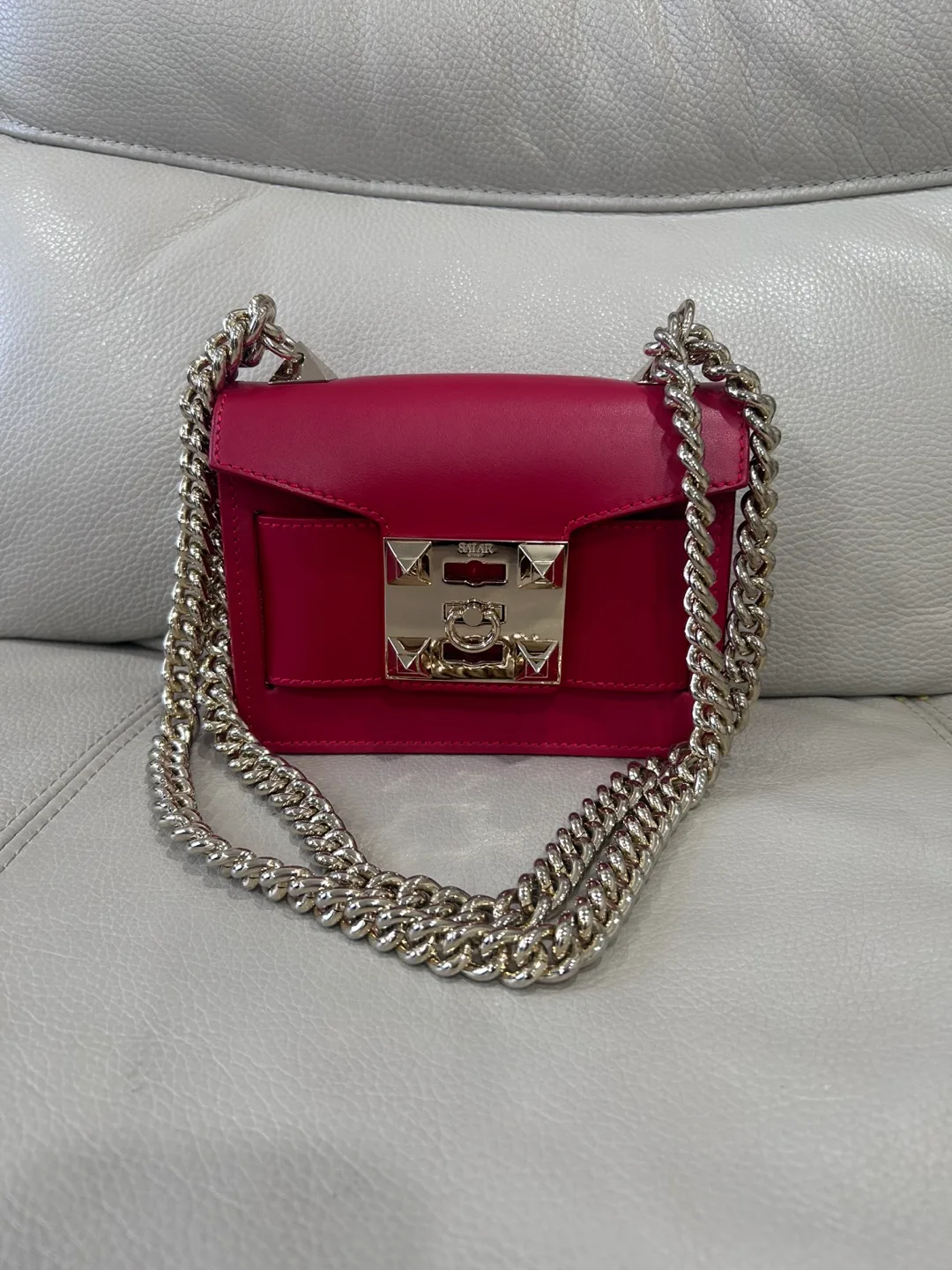 SALAR Milano red Leather Chain Bag image indicator(7)