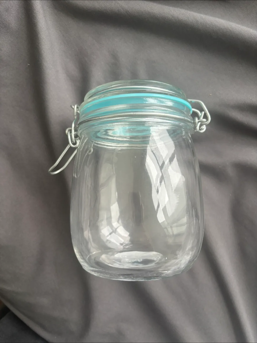 Glass Jar with Blue Lid #freecycle thumbnail