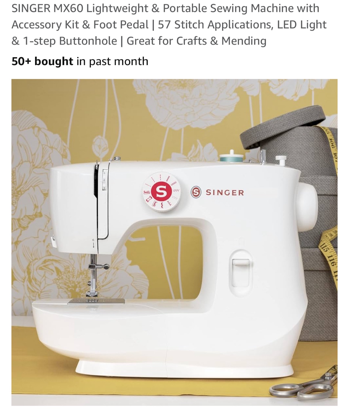 Singer MX60 Sewing Machine - Lightweight & Portable - photo 2
