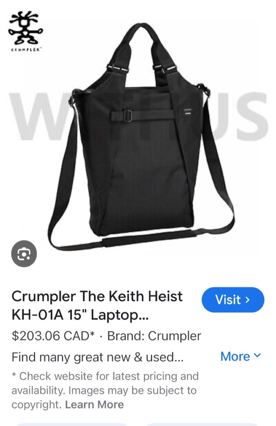 New Crumpler The Heist Laptop Bag