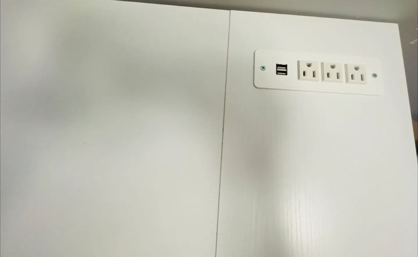 New White L-Shaped Office Desk with Shelves & Power outlet image indicator(4)