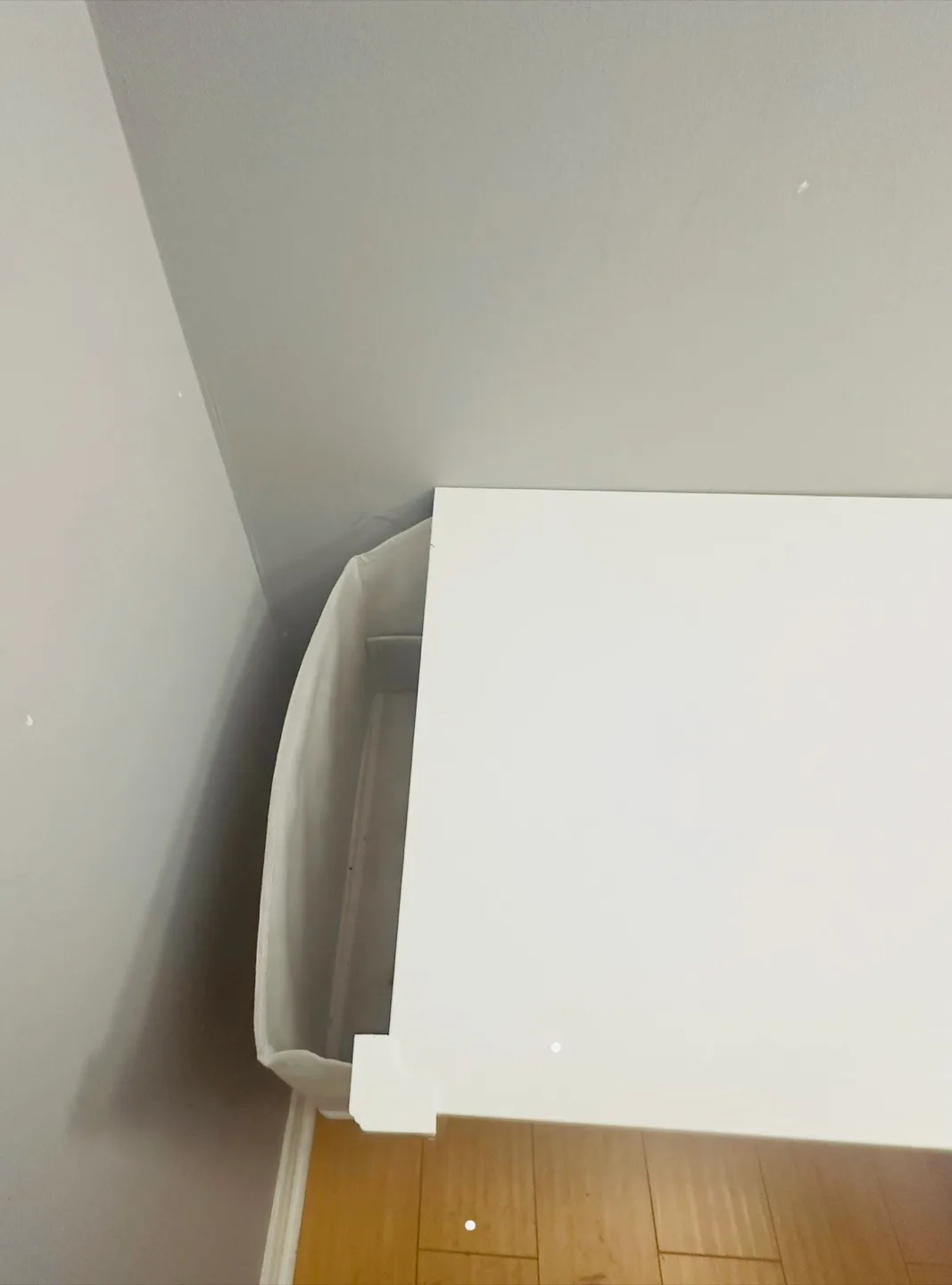 New White L-Shaped Office Desk with Shelves & Power outlet image indicator(3)