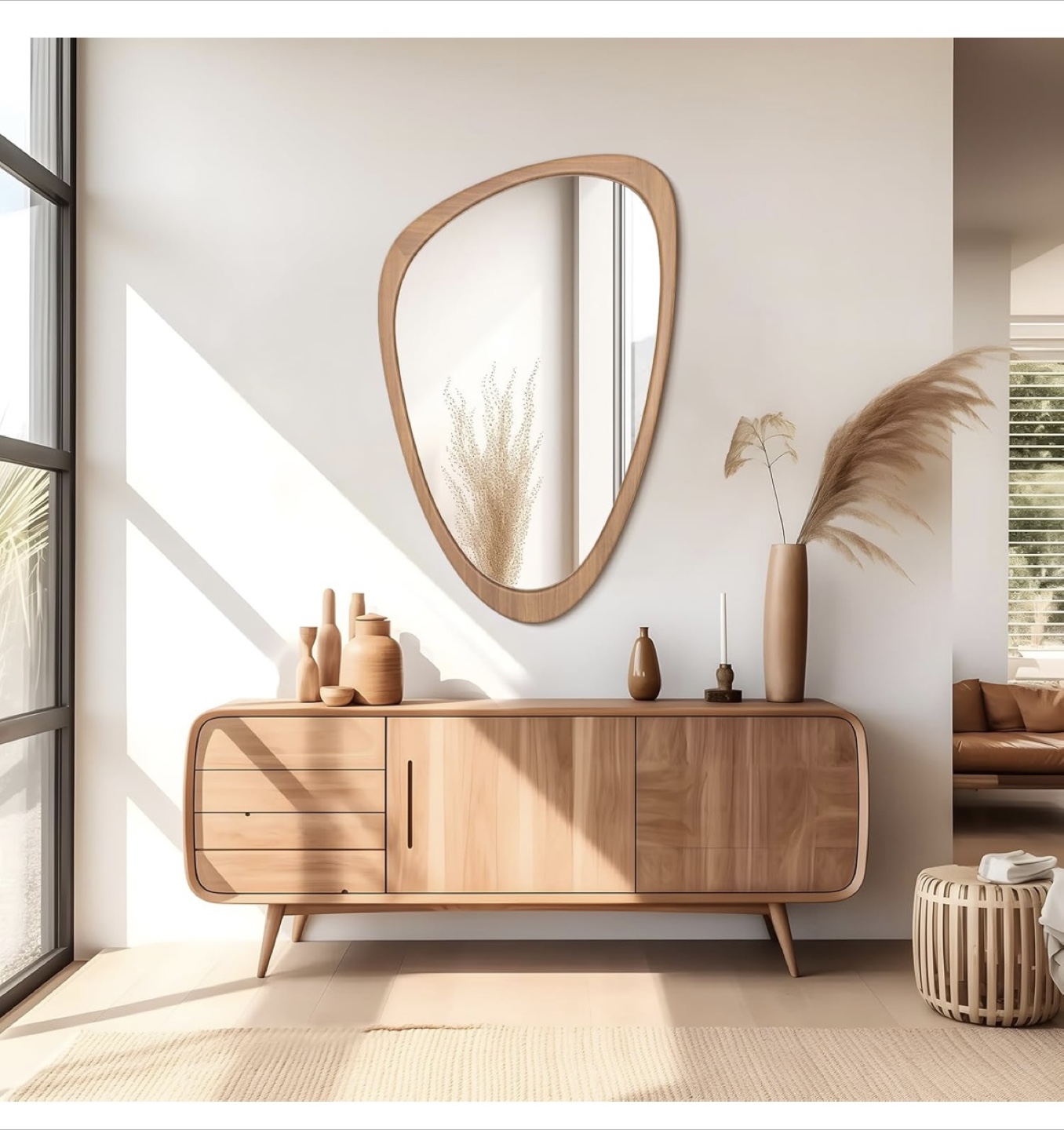 Wood Frame Asymmetrical Wall Mirror - 23" x 36" - photo 4