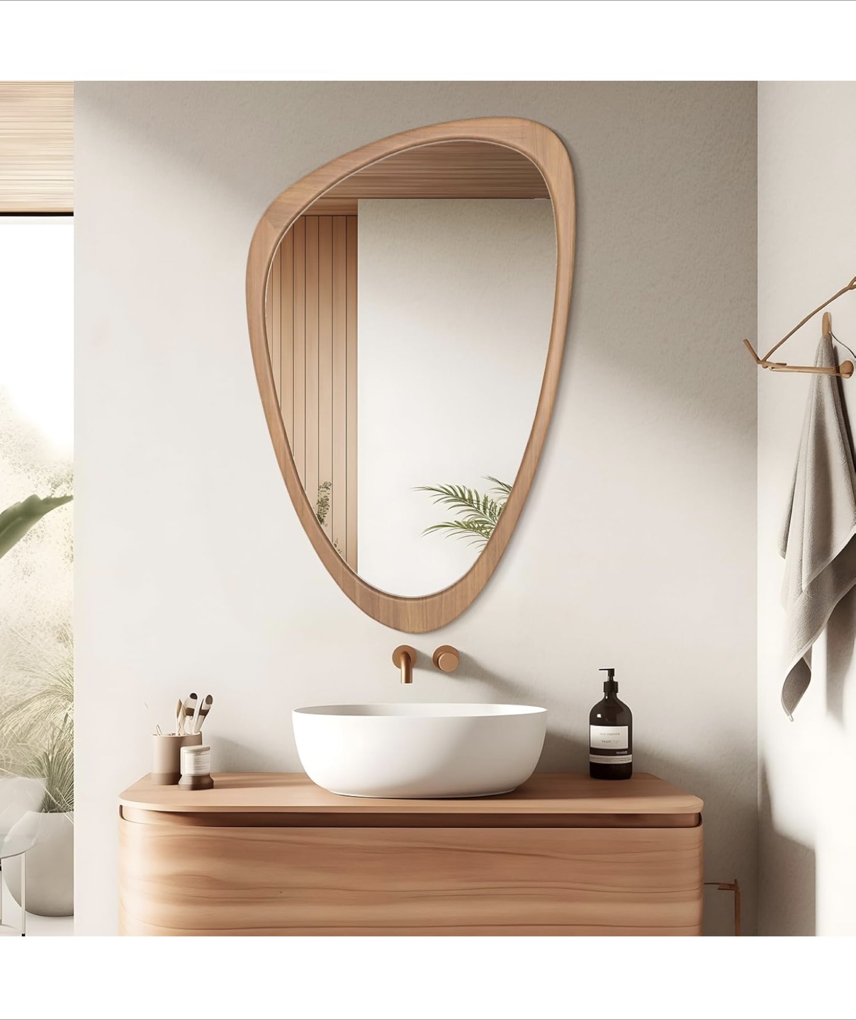 Wood Frame Asymmetrical Wall Mirror - 23" x 36"