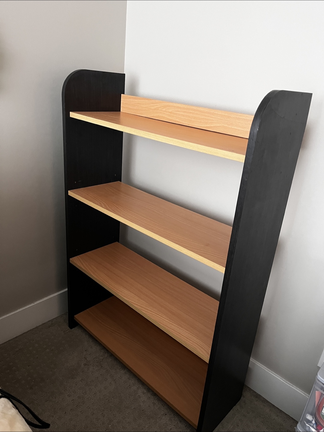 Wooden Shelf - Black & Light Wood
