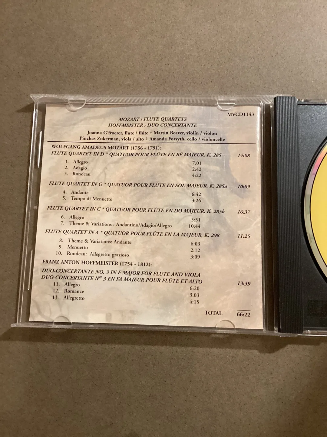 CD - MOZART FLUTE QUARTETS image indicator(2)