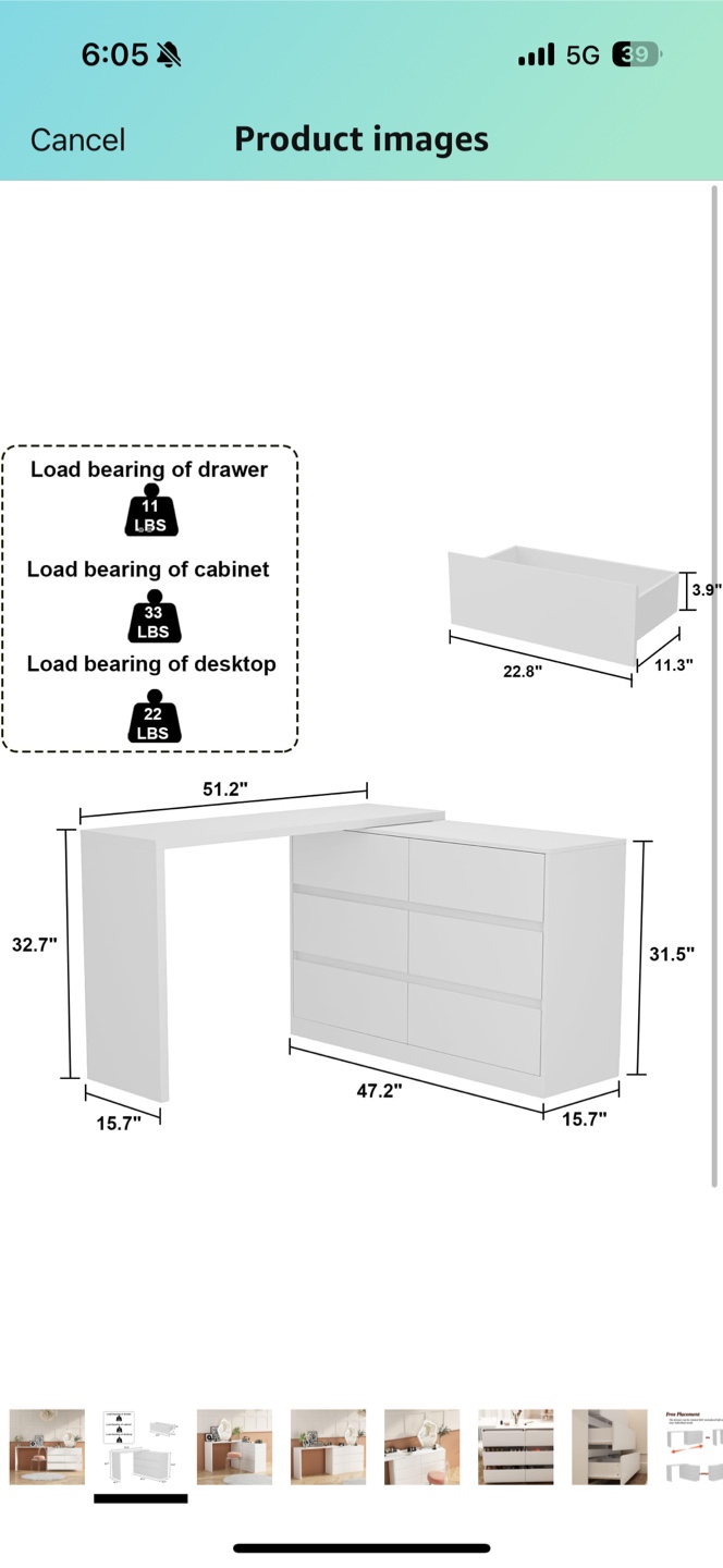 White Dresser with Desk - photo 4