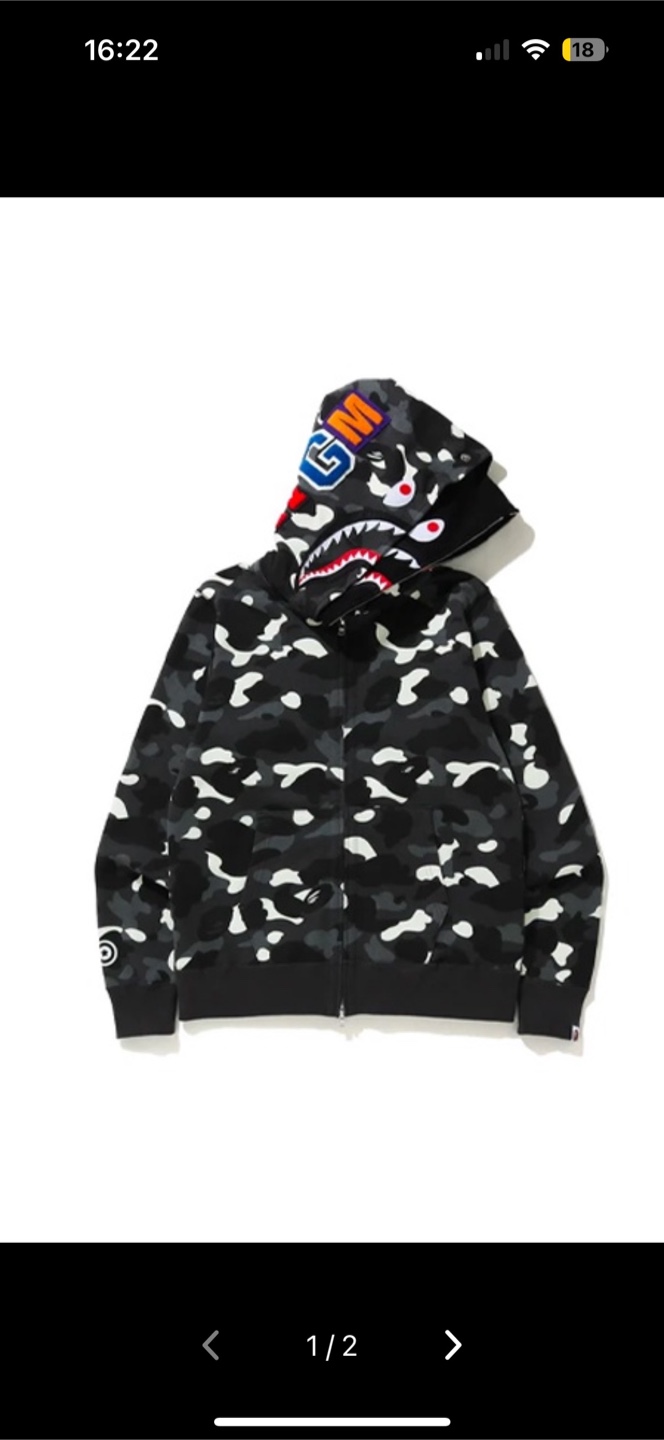BAPE Black Camo Shark Full Zip Hoodie - photo 5