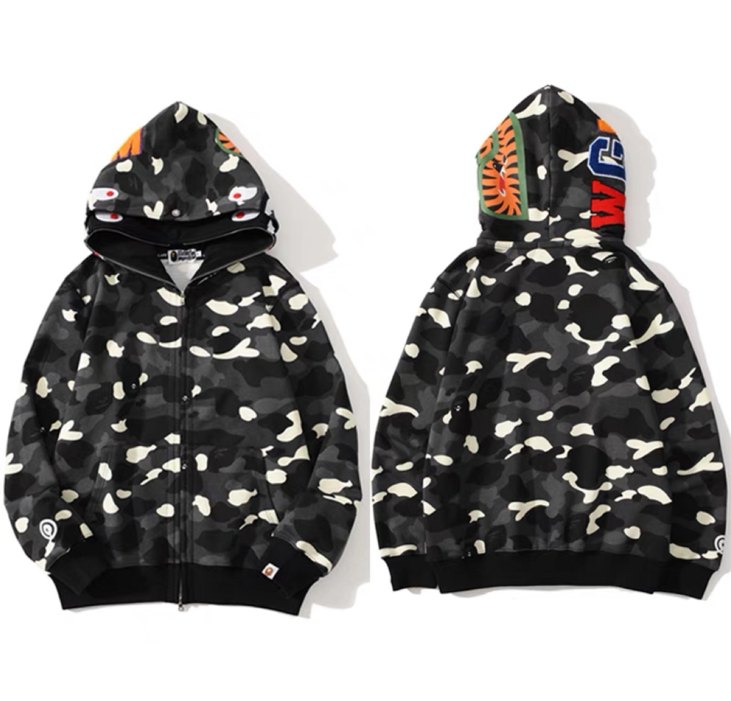 BAPE Black Camo Shark Full Zip Hoodie - photo 2