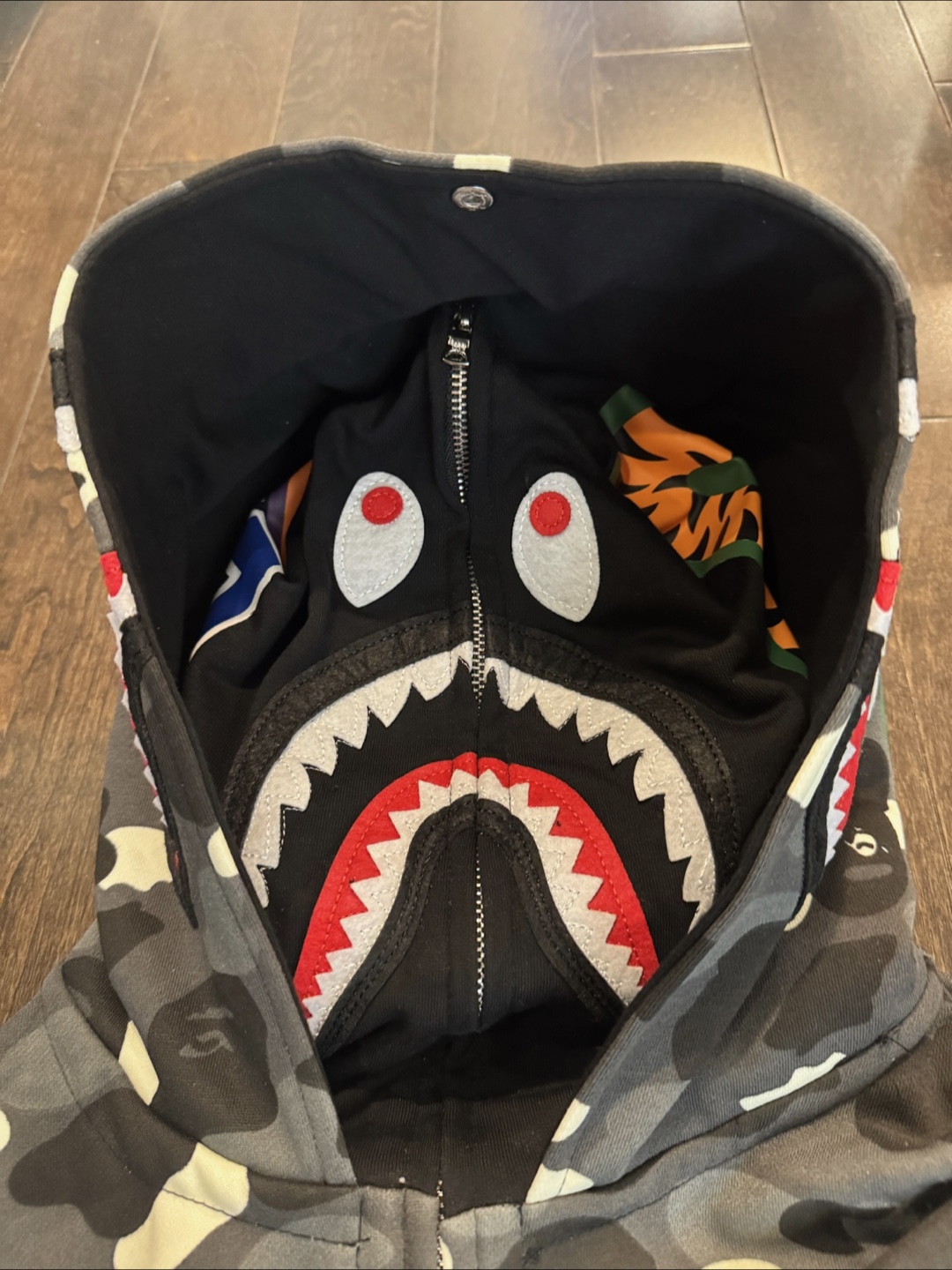 BAPE Black Camo Shark Full Zip Hoodie - photo 3