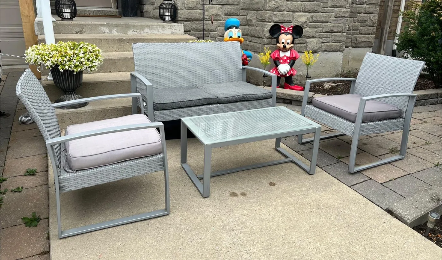 Rattan conversation patio set $250 FIRM image indicator(2)