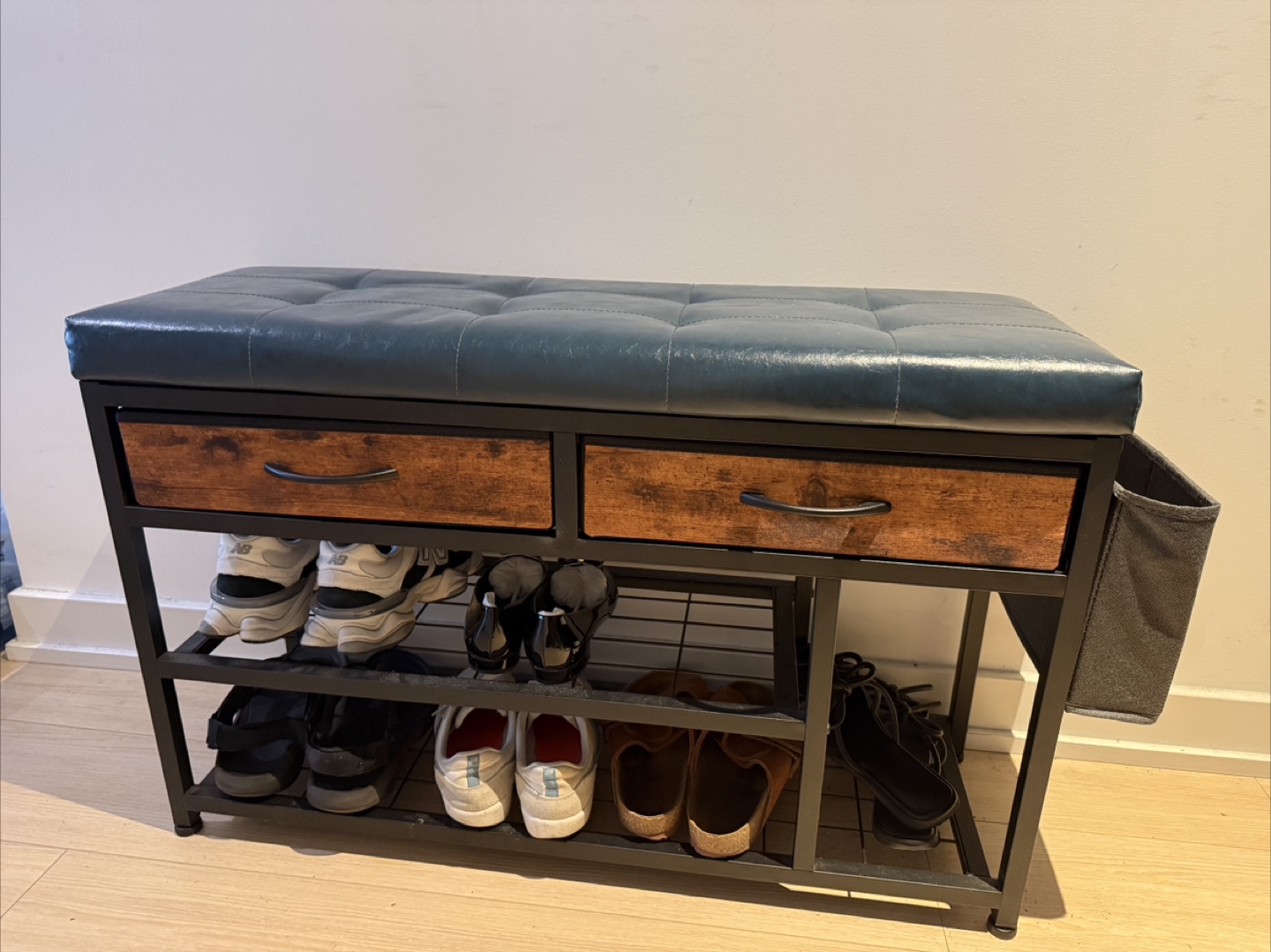 Mutun 3-Tier Shoe Bench with Cushion – Blue - photo 2