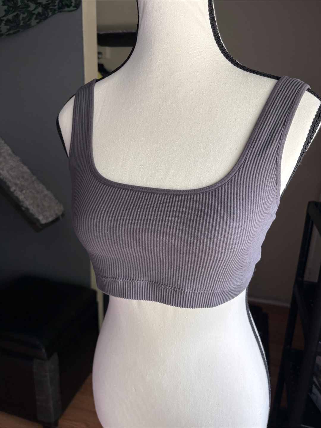 Garage Grey Ribbed Knit Top
