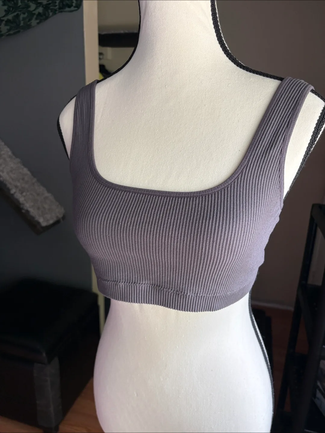 Garage Grey Ribbed Knit Top thumbnail