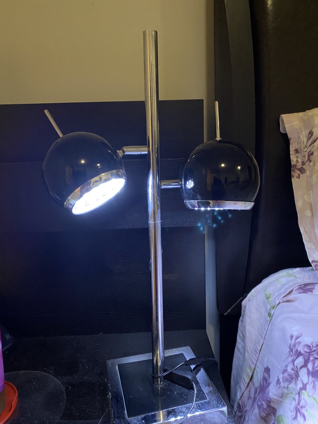 Black & Chrome Adjustable Globe Lamp