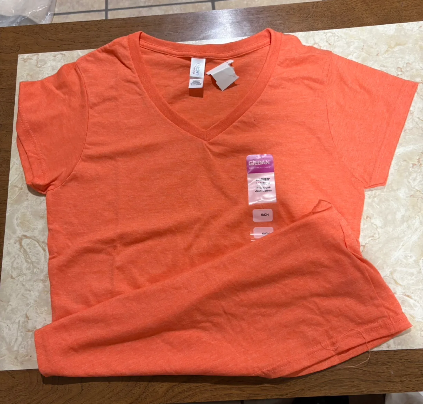 #freecycle Gildan V-Neck T-Shirt - Small, Orange thumbnail