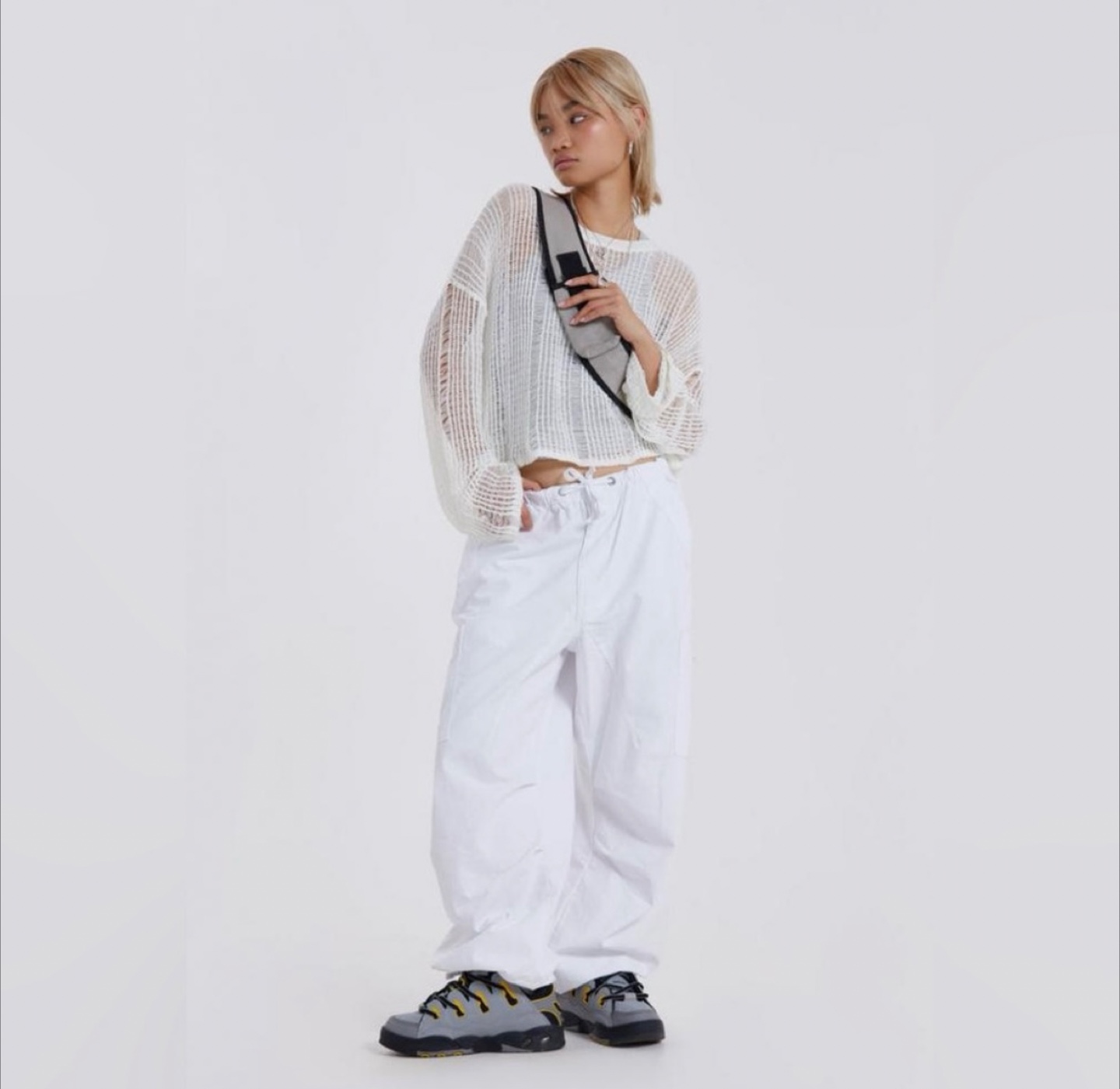 Jaded London White Parachute Pants - Size M