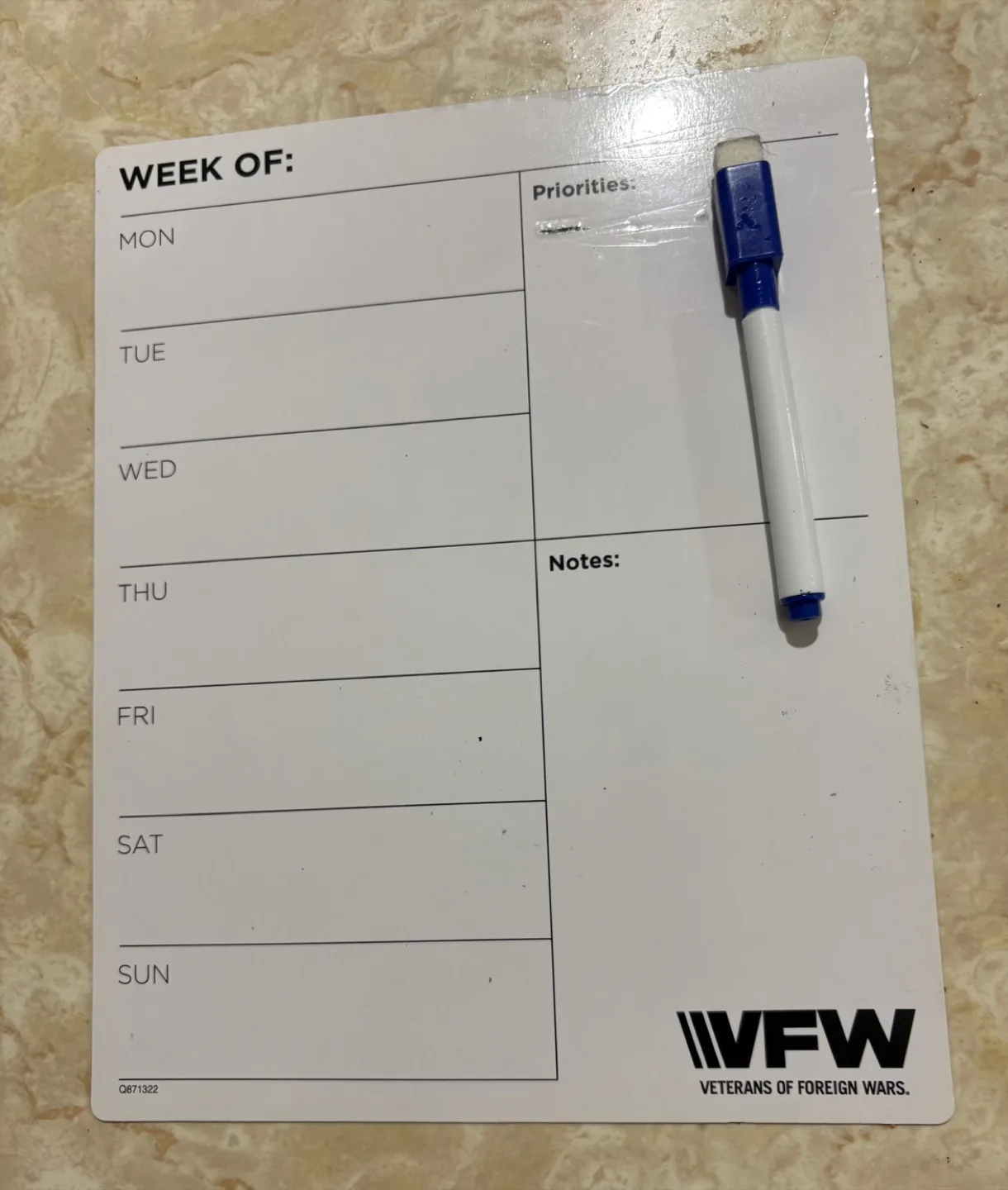 #freecycle VFW Weekly Planner Whiteboard with Marker thumbnail