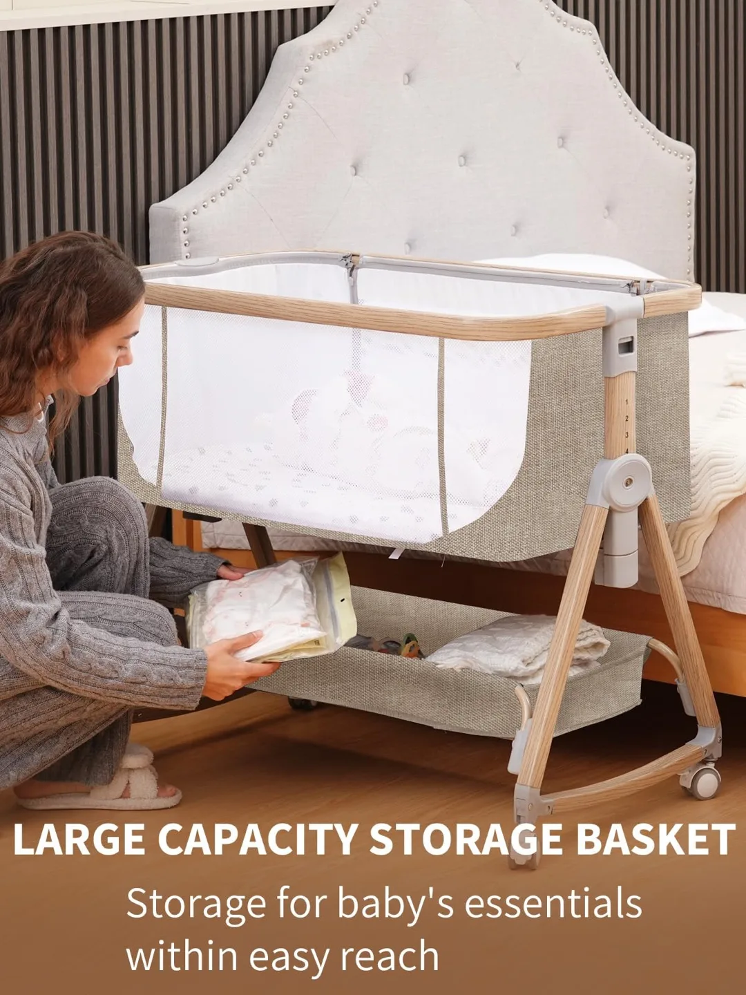 Baby Bassinet, Basinet Bedside Sleeper with Waterproof image indicator(6)